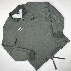 Patagonia Mahnya Fleece Pullover Men M 1/4 Zip Green Organic Cotton Embroidered